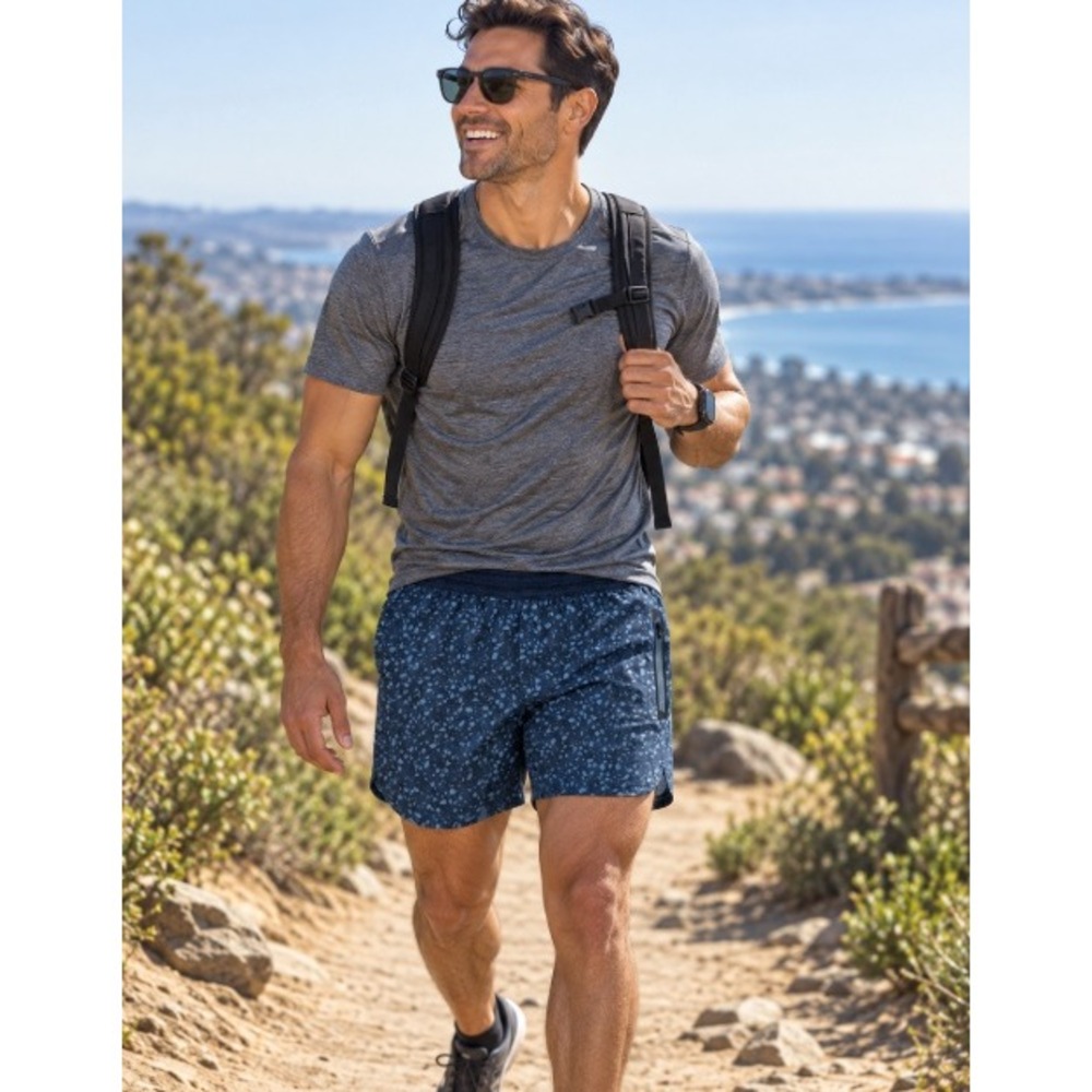 Ten Thousand Session Short Size Medium Blue Print Running Workout Training Gym